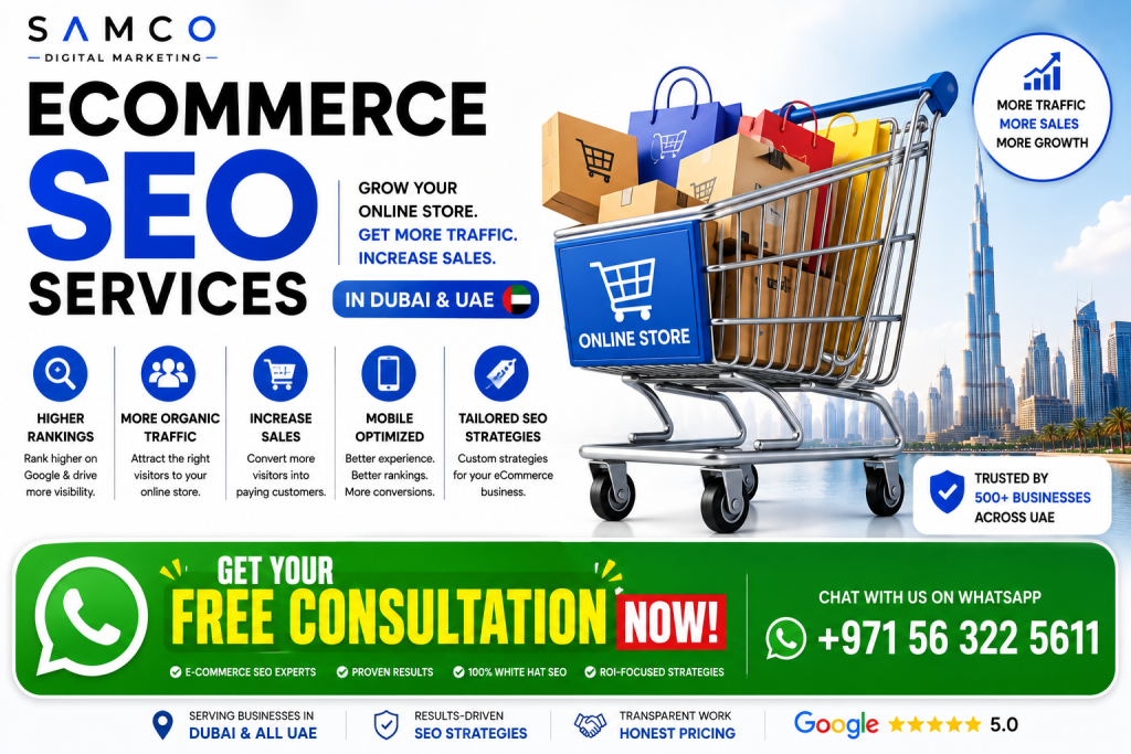 Ecommerce SEO 15 August 20th, 2026 Ecommerce SEO Dubai services to improve online store search rankings and organic traffic